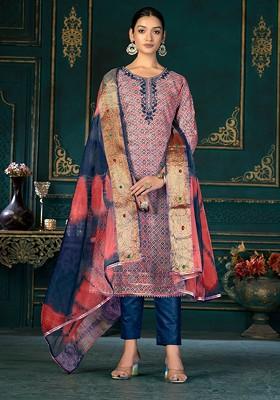 Blue Ethnic Motifs Printed Pure Cotton Kurta Set