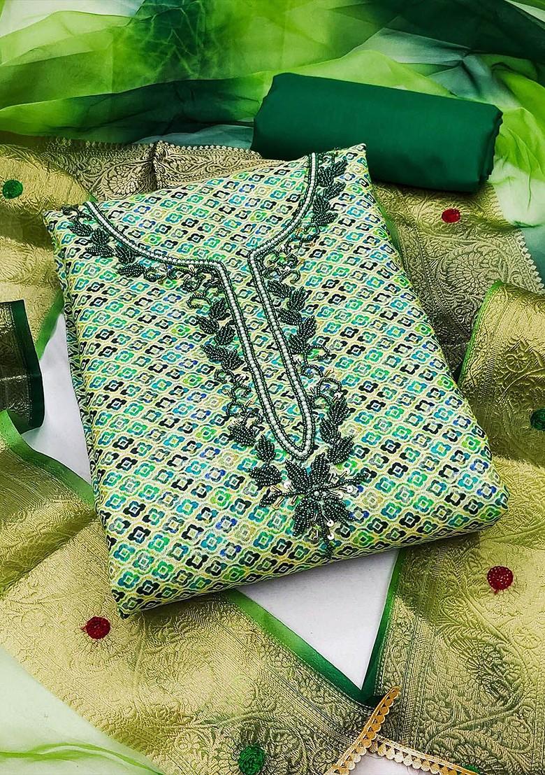 Green Ethnic Motifs Printed Poly Blend Kurta Set