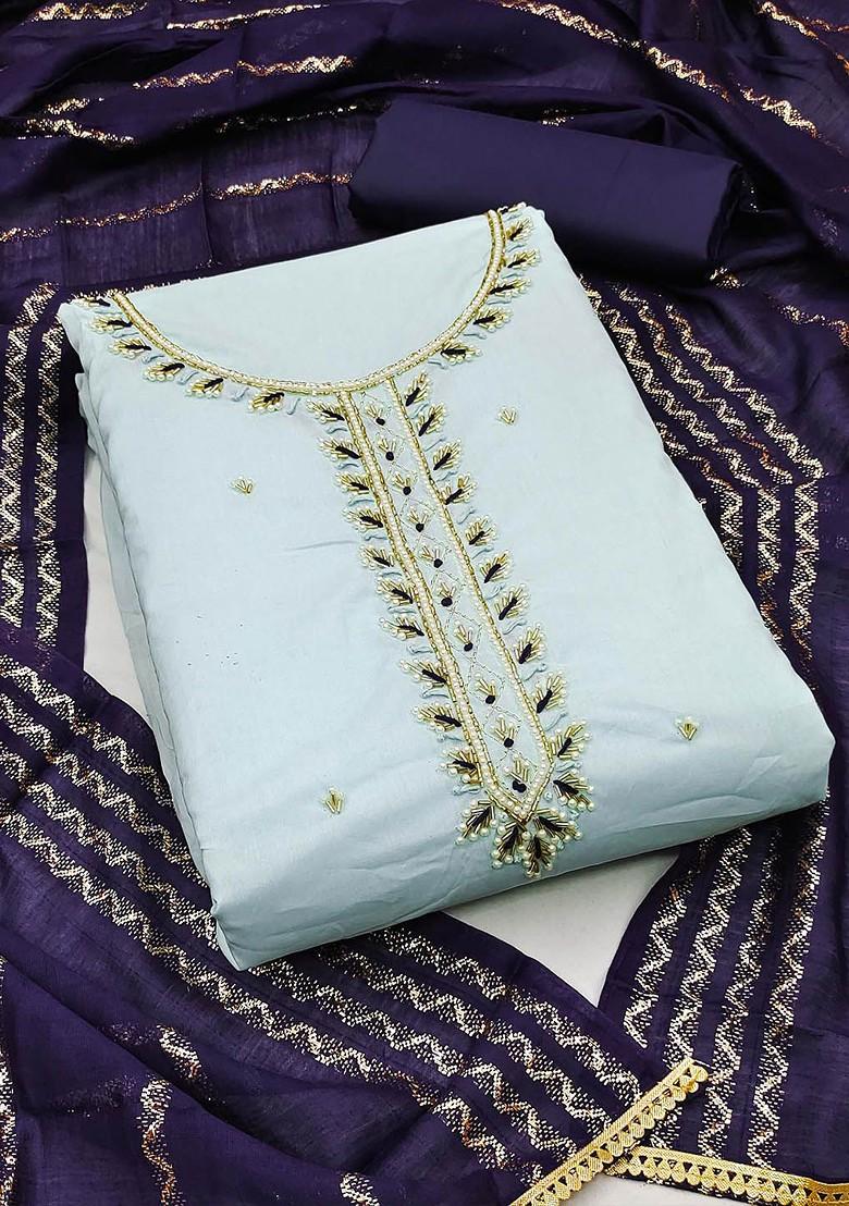 Sea Green Bead Embroidered Poly Blend Kurta Set