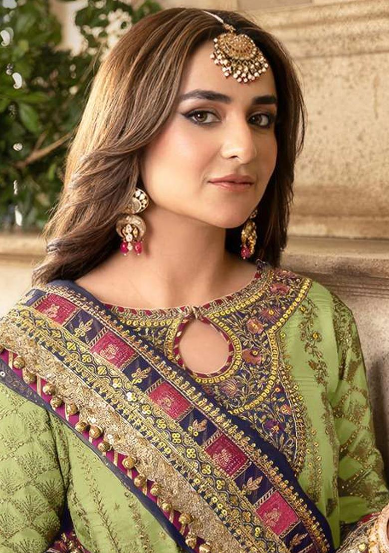 Light Green Embroidered Faux Georgette Kurta Set