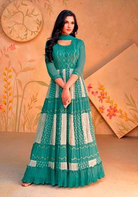 Green Digital Print Sequin Embroidered Georgette Palazzo Set