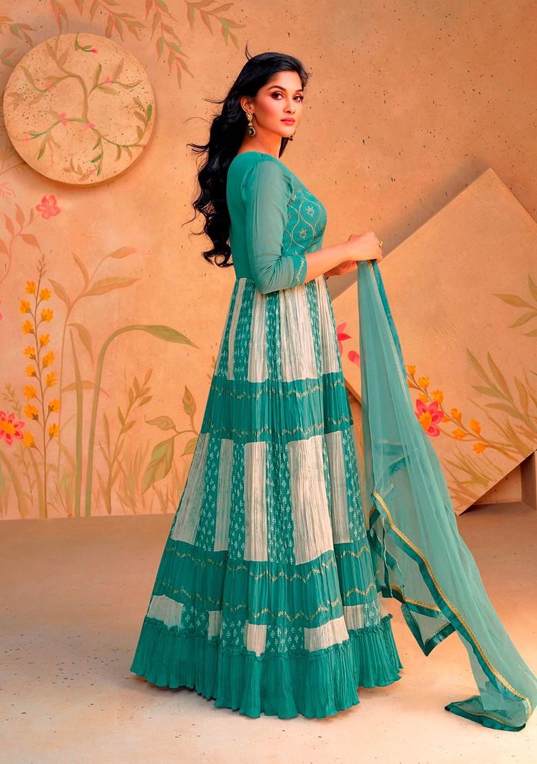 Green Digital Print Sequin Embroidered Georgette Palazzo Set