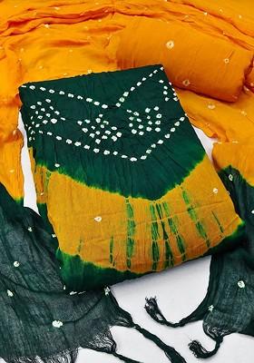 Green Embroidered Poly Blend Dress Material