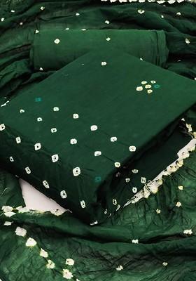 Green Embroidered Poly Blend Dress Material