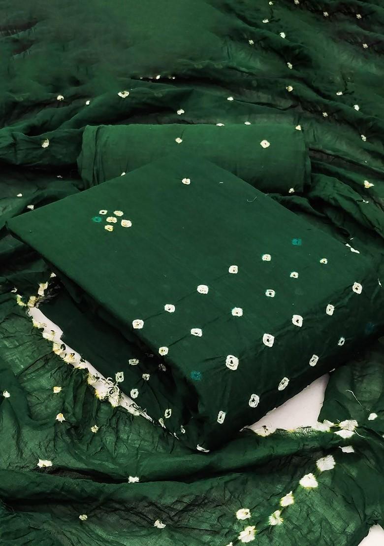Green Embroidered Poly Blend Dress Material