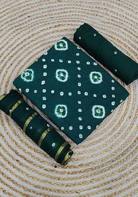 Green Embroidered Poly Blend Dress Material