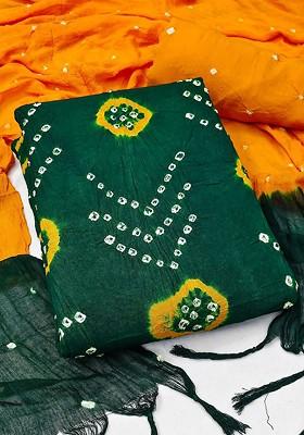 Green Embroidered Poly Blend Dress Material