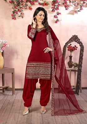 Lavender Embroidered Net Anarkali Kurta Set