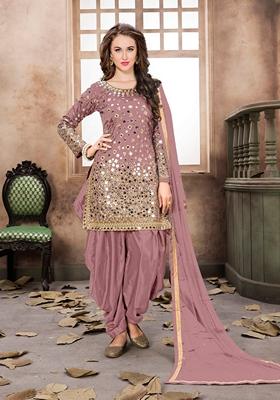 Peach Embroidered Silk Kurta Set