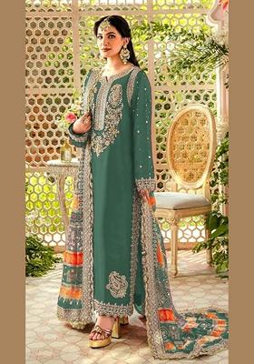Light Green Embroidered Faux Georgette Kurta Set