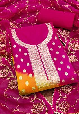 Pink Embroidered Silk Kurta Set