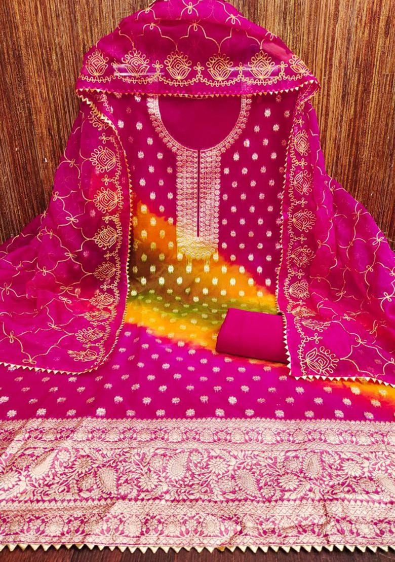 Pink Embroidered Silk Kurta Set