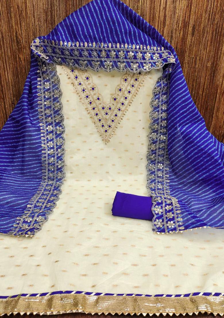 Off White  Embroidered Silk Kurta Set