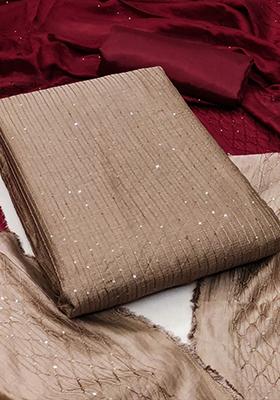 Beige Embroidered Silk Kurta Set