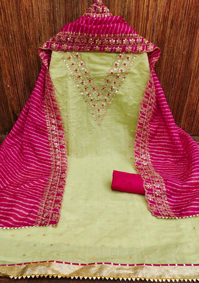 Lemon Yellow Embroidered Silk Kurta Set