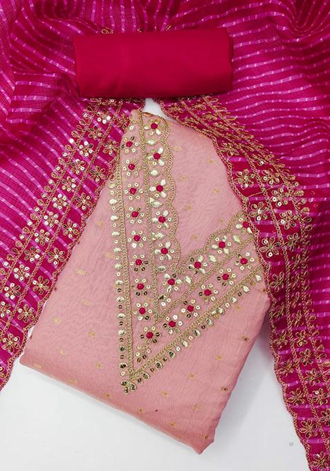 Light Peach Embroidered Silk Kurta Set