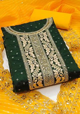 Green Embroidered Silk Kurta Set