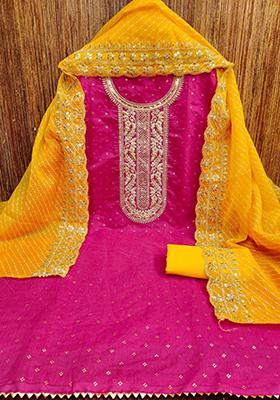 Pink Embroidered Silk Kurta Set