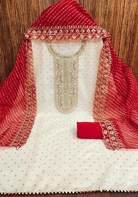 Off White  Embroidered Silk Kurta Set