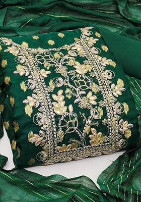 Green Embroidered Silk Kurta Set