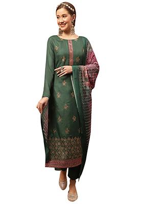 Green Embroidered Dola Silk Kurta Set
