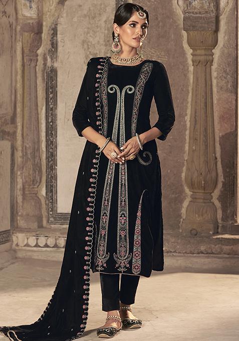 InWeave Red Black Check Kurta Set