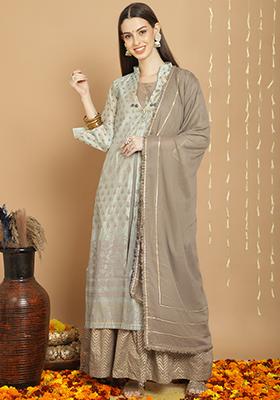 Green Embroidered Chanderi Silk Kurta Set