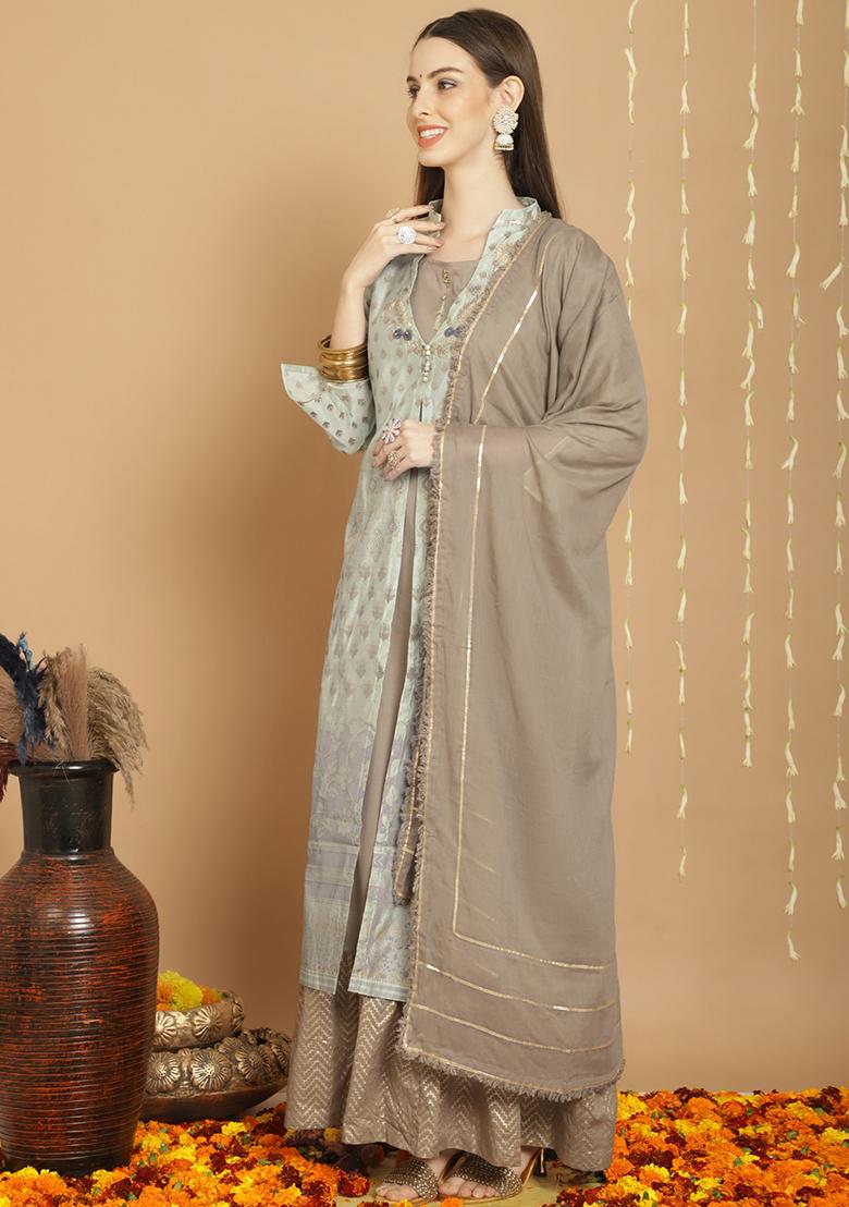 Green Embroidered Chanderi Silk Kurta Set