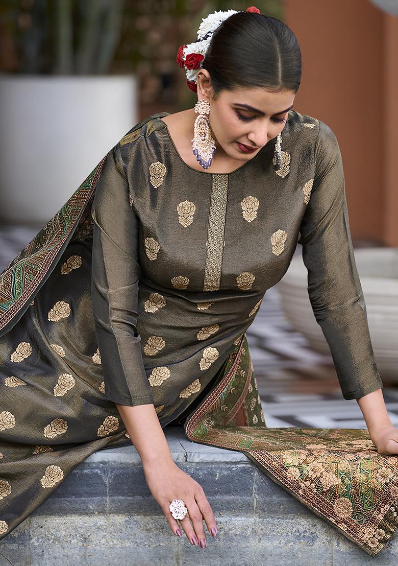 Green Jacquard Pure Silk Kurta Set