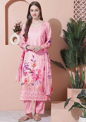 Pink Digital Print Cotton Kurta Set