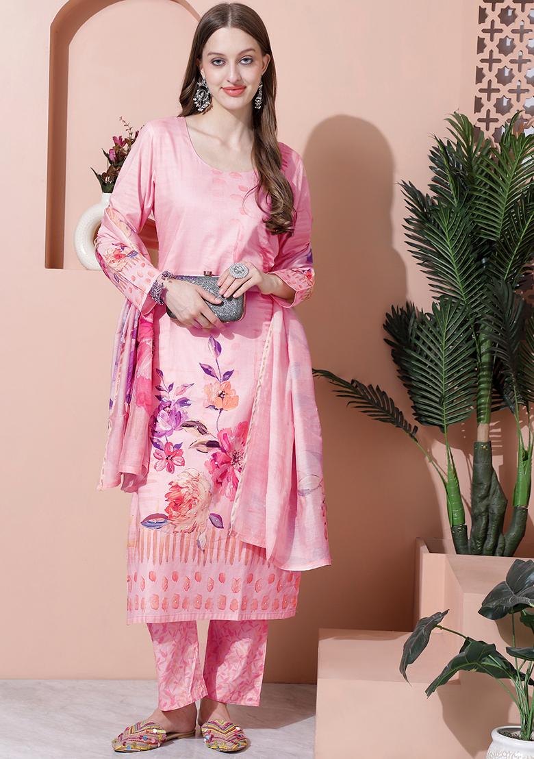 Pink Digital Print Cotton Kurta Set