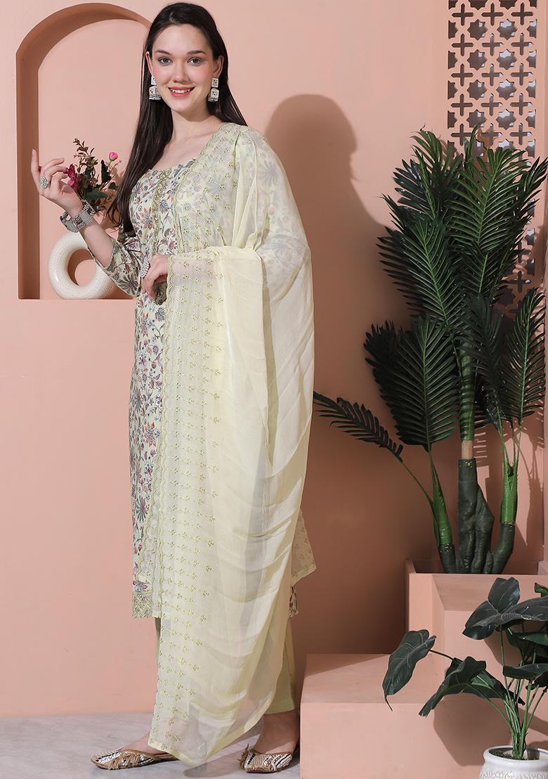 Green Digital Print Cotton Kurta Set
