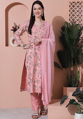 Pink Digital Print Cotton Kurta Set