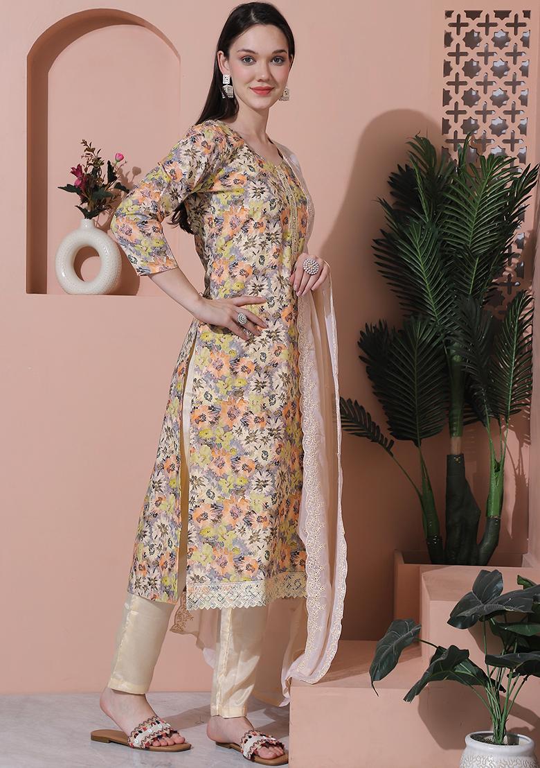 Multicolor Digital Print Cotton Kurta Set