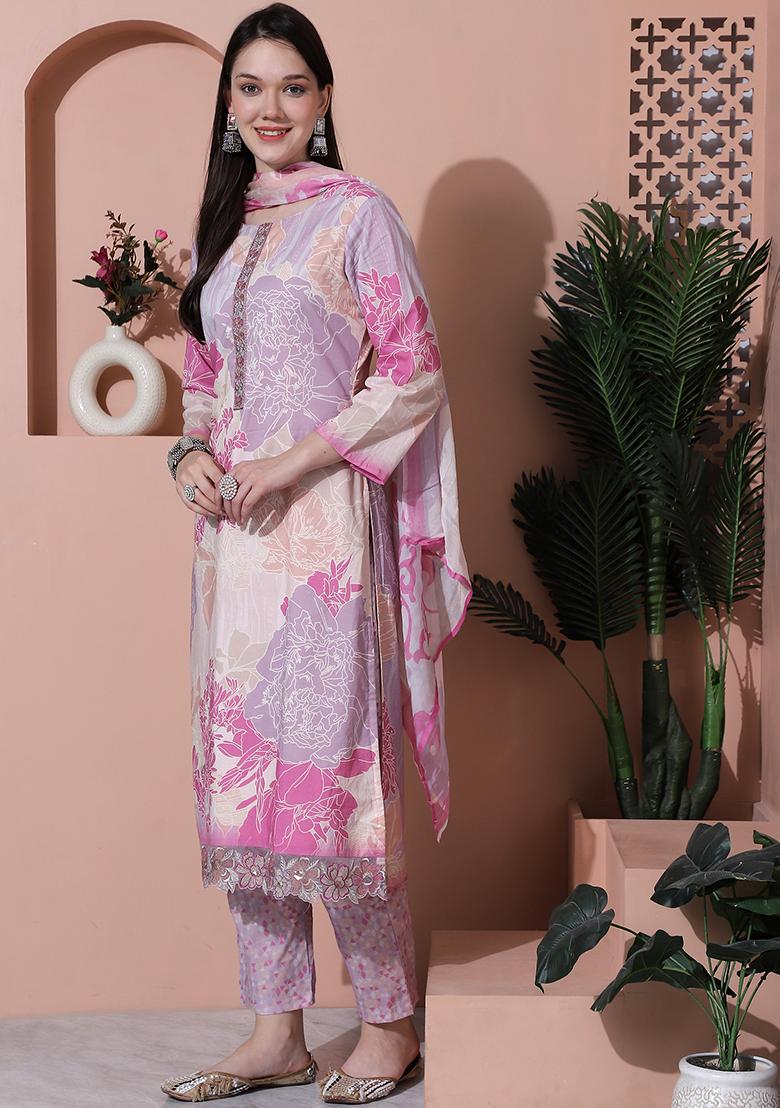 Multicolor Digital Print Cotton Kurta Set