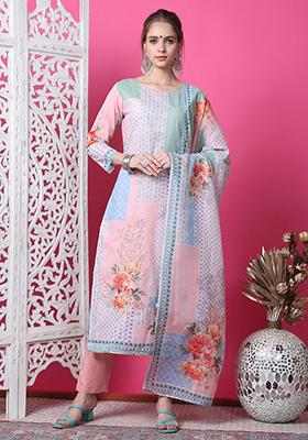 Multicolor Digital Print Cotton Kurta Set