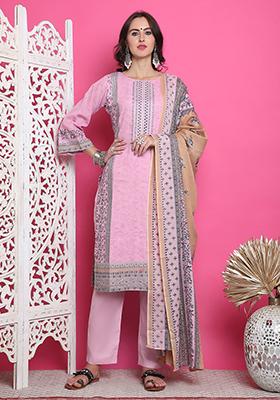 Pink Digital Print Cotton Kurta Set