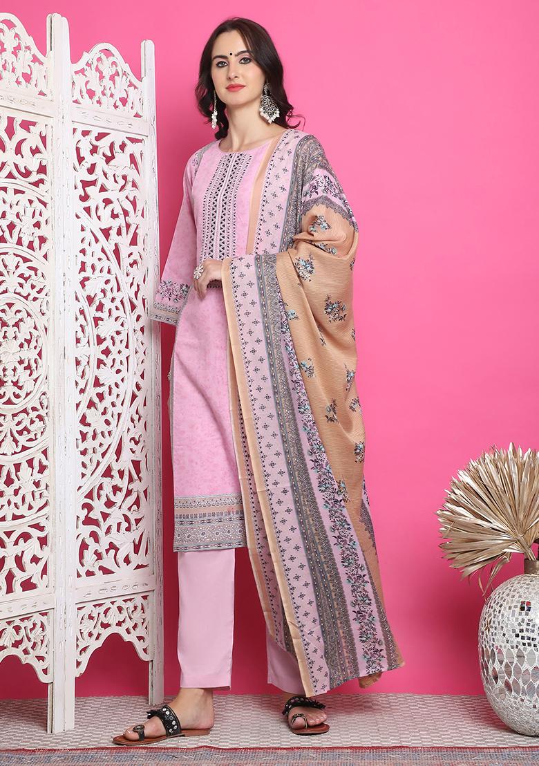 Pink Digital Print Cotton Kurta Set