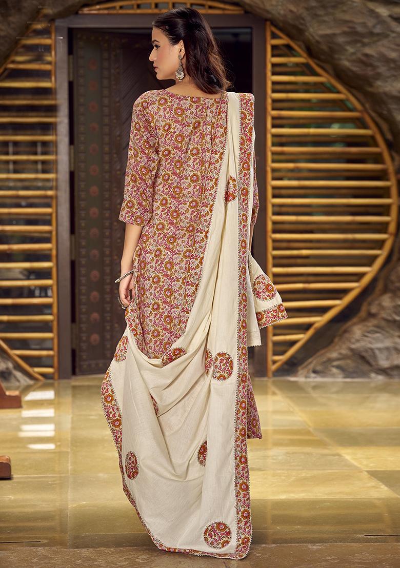 Beige Digital Print Pure Cotton Kurta Set