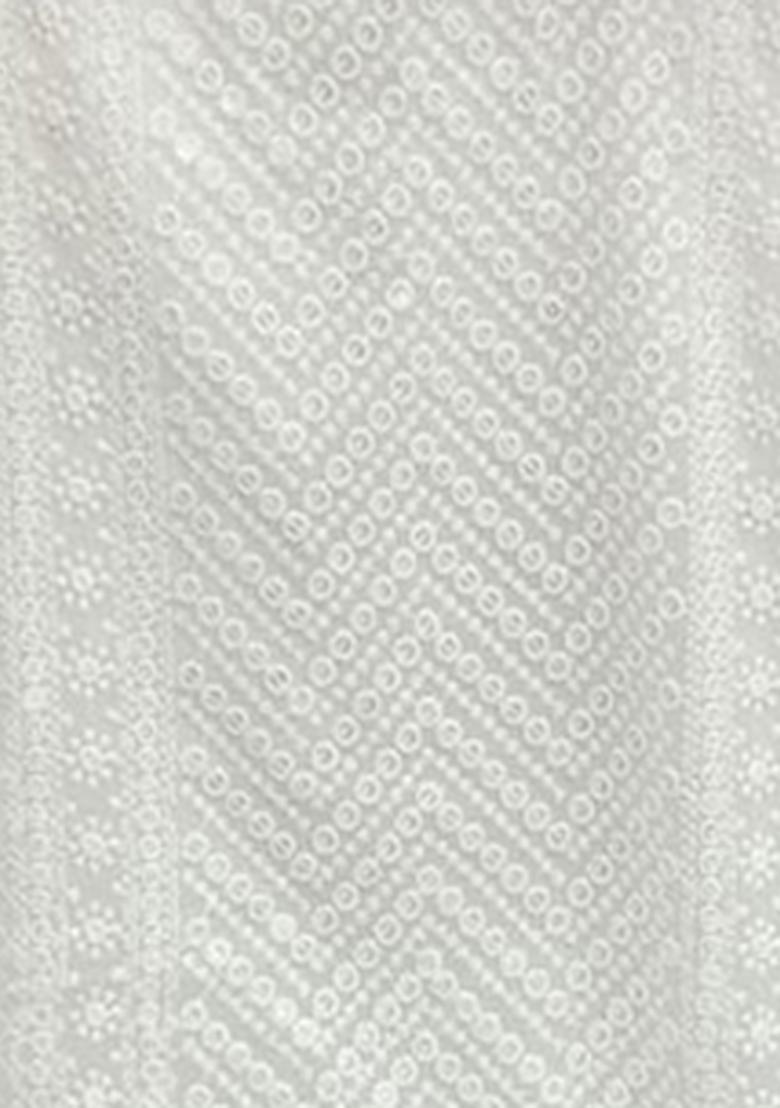 Off White Digital Print Silk Kurta Set