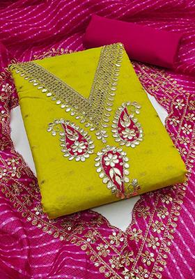 Light Green Sequin Embroidered Silk Kurta Set