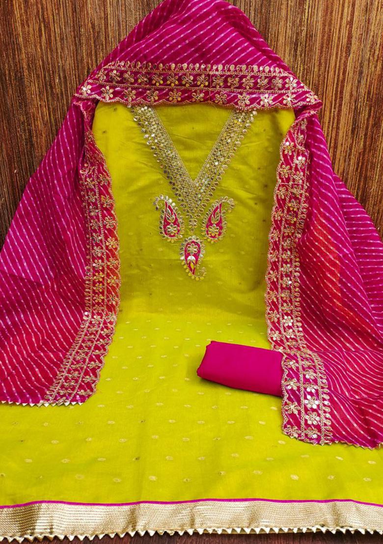 Light Green Sequin Embroidered Silk Kurta Set