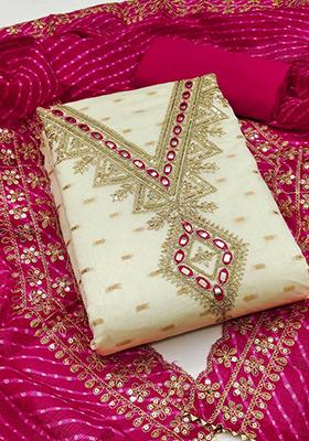 Pink Sequin Embroidered Silk Kurta Set