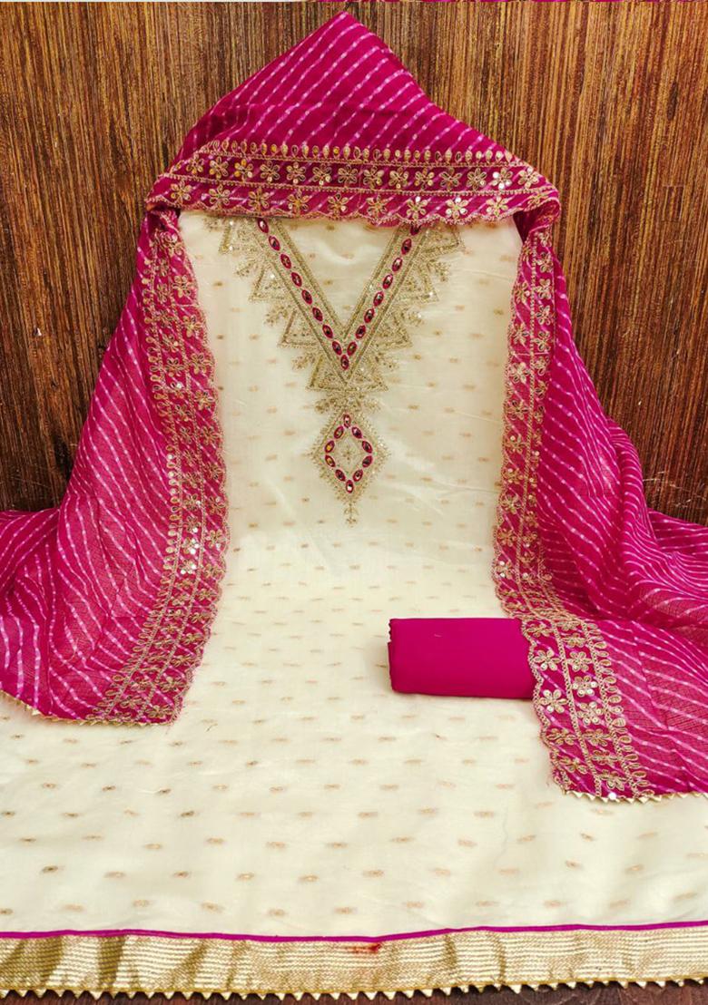 Pink Sequin Embroidered Silk Kurta Set