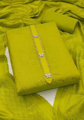 Light Green Printed Silk Kurta Set