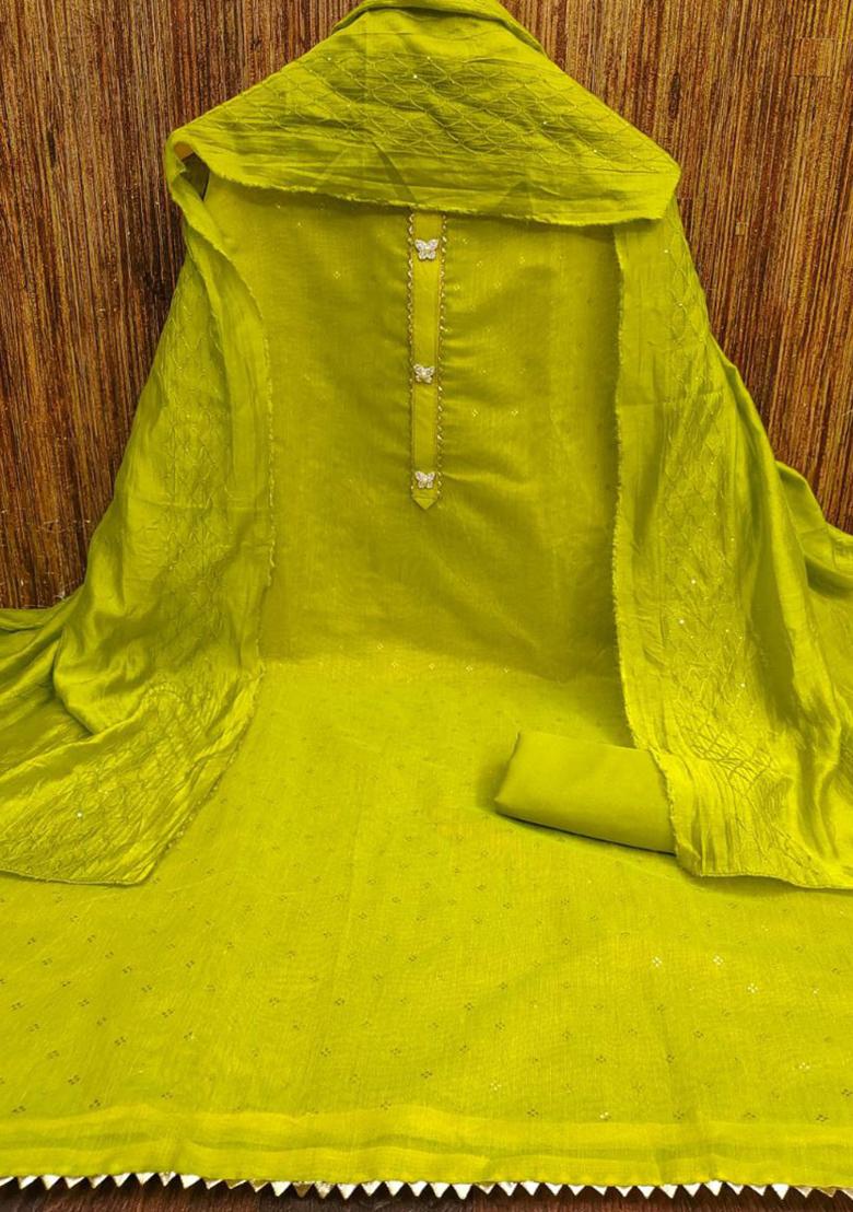 Light Green Printed Silk Kurta Set