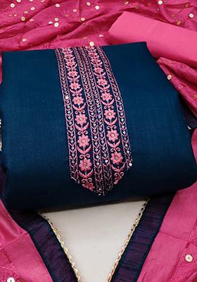 Blue Sequin Embroidered Silk Kurta Set