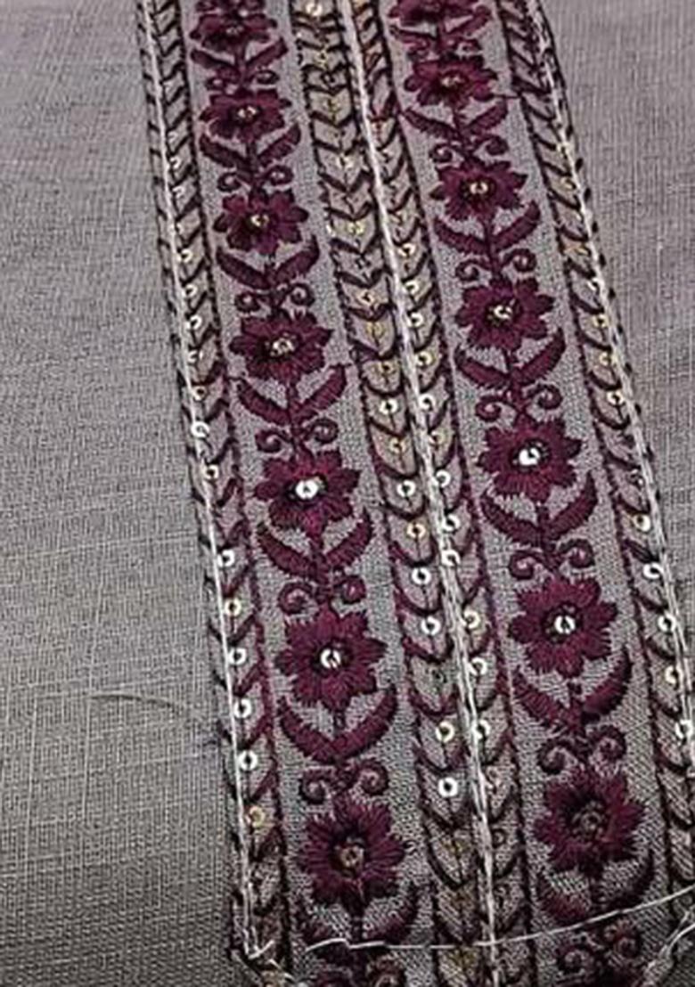 Grey Sequin Embroidered Silk Kurta Set