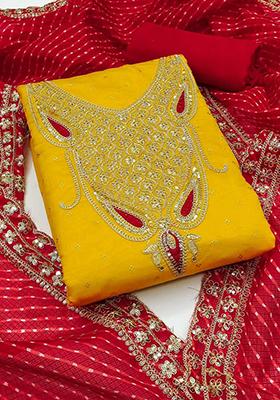 Yellow Sequin Embroidered Silk Kurta Set