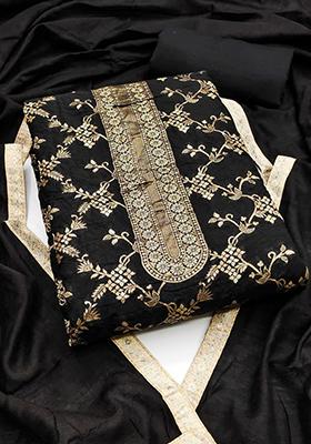 Black Jacquard Silk Kurta Set